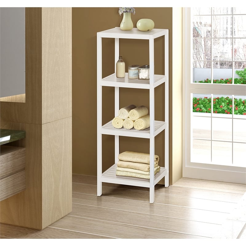 Gallerie Decor Natural Spa 4-Shelf Transitional Bamboo Tower in Natural
