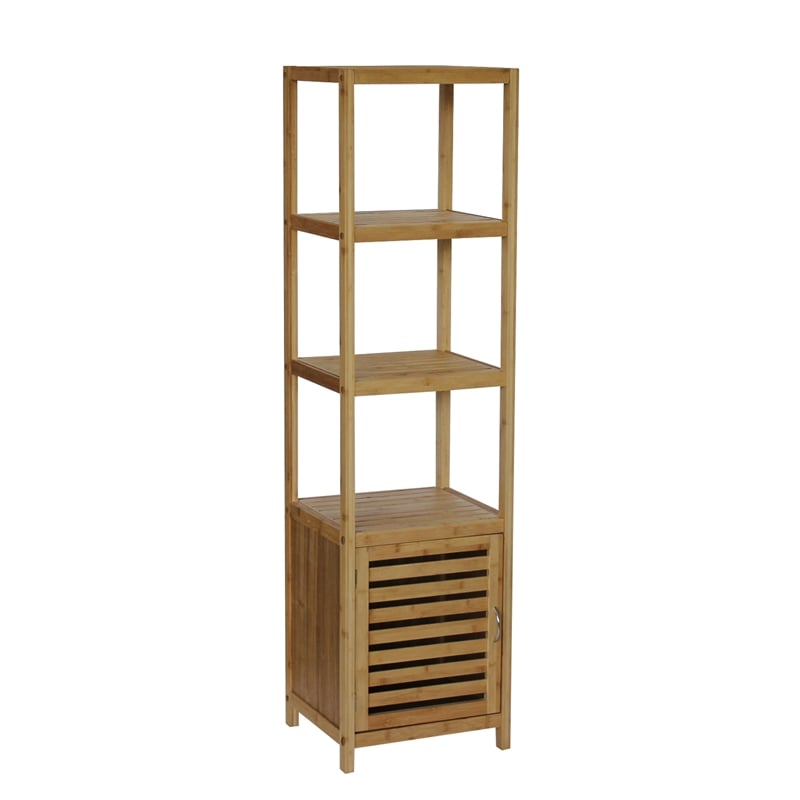 Gallerie Decor Natural Spa 5-Shelf Transitional Bamboo Cabinet in Natural