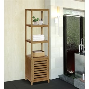 Gallerie Decor Natural Spa 5-Shelf Transitional Bamboo Cabinet in White