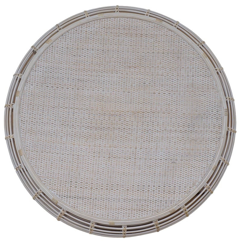 Gallerie Decor Java Transitional Rattan Coffee Table in Whitewashed/Espresso