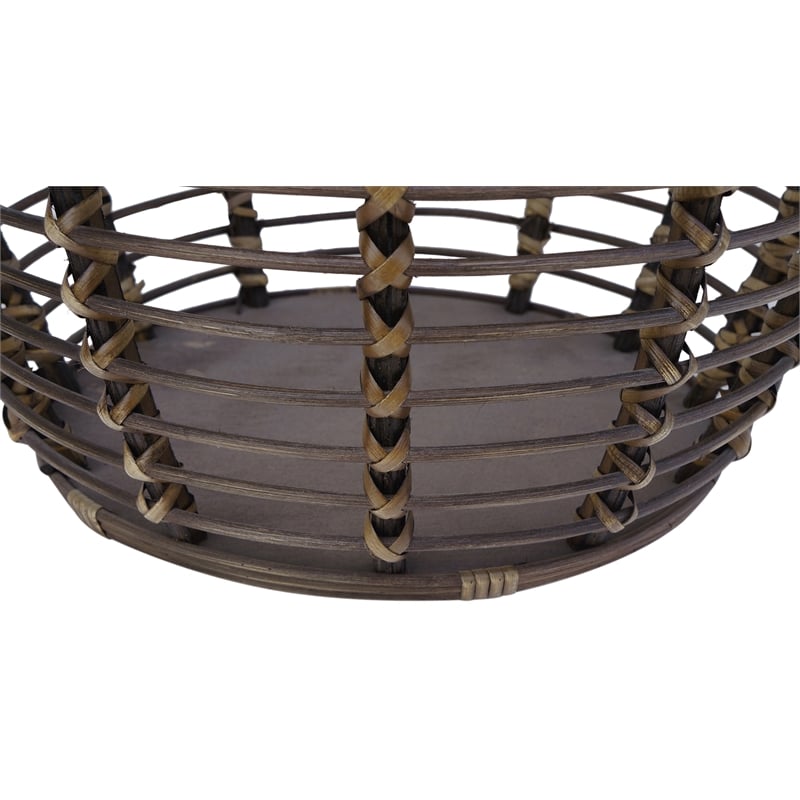 Gallerie Decor Java Transitional Rattan End Table in Espresso/Gray