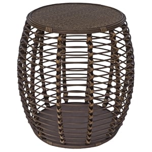 Gallerie Decor Java Transitional Rattan End Table in Espresso/Gray