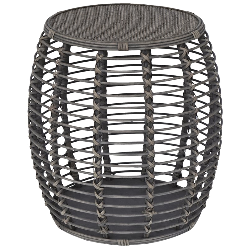 Gallerie Decor Java Transitional Rattan End Table in Gray/Espresso
