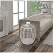 Gallerie Decor Java Transitional Rattan End Table in Whitewashed/Espresso