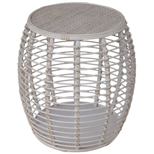Gallerie Decor Java Transitional Rattan End Table in Whitewashed/Espresso