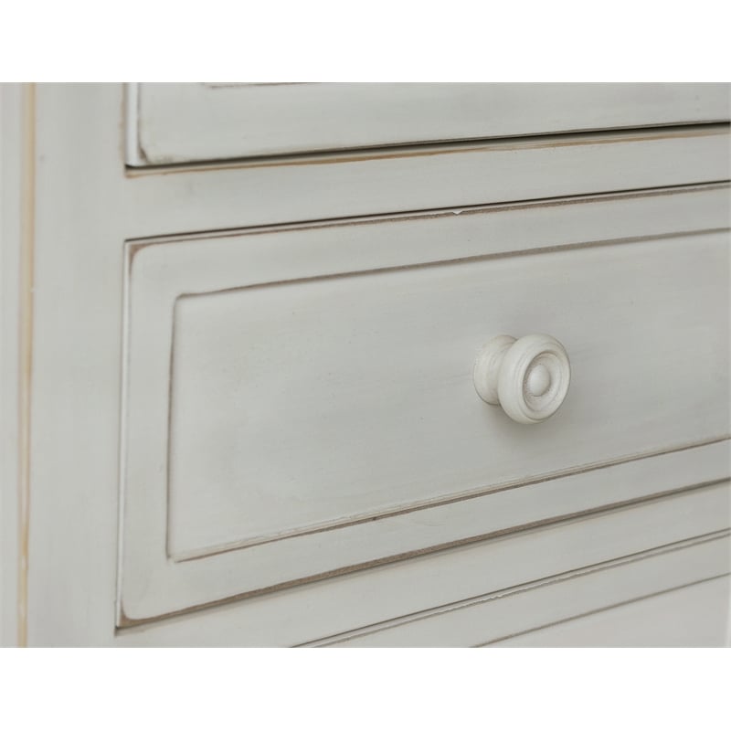 Gallerie Decor Antiqued Carved Transitional Wood Chest with 2 Drawers in White