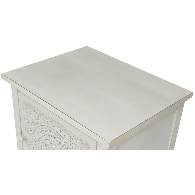 Gallerie Decor Antiqued Carved Transitional Wood Chest with 2 Drawers in White