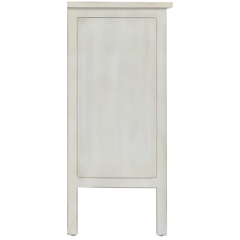 Gallerie Decor Antiqued Carved Transitional Wood Chest with 2 Drawers in White