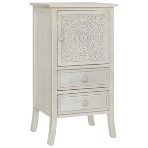 Gallerie Decor Antiqued Carved Transitional Wood Chest with 2 Drawers in White