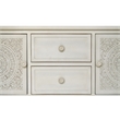 Gallerie Decor Antiqued Carved Transitional Wood Console Table in White