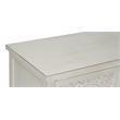 Gallerie Decor Antiqued Carved Transitional Wood Console Table in White