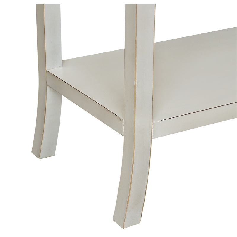 Gallerie Decor Antiqued Carved Transitional Wood Console Table in White