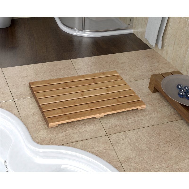 Gallerie Decor Natural Spa Transitional Bamboo Bath Mat in Natural