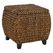 Gallerie Decor Bali Breeze Round Transitional Wood Storage Ottoman in Natural