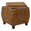 Gallerie Decor Bali Breeze Round Transitional Wood Storage Ottoman in Gold