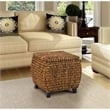 Gallerie Decor Bali Breeze Round Transitional Wood Storage Ottoman in Gold