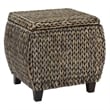 Gallerie Decor Bali Breeze Round Transitional Wood Storage Ottoman in Gold