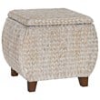 Gallerie Decor Bali Breeze Round Wood Storage Ottoman in Whitewashed