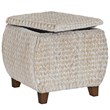 Gallerie Decor Bali Breeze Round Wood Storage Ottoman in Whitewashed