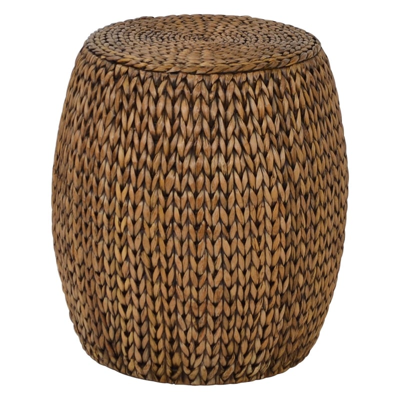 Gallerie Decor Bali Breeze Tall Transitional Wood Drum Accent Table in Gold