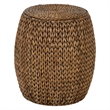 Gallerie Decor Bali Breeze Tall Transitional Wood Drum Accent Table in Gold