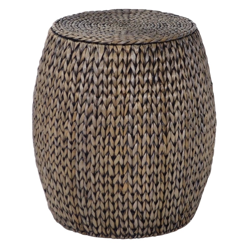 Gallerie Decor Bali Breeze Tall Transitional Wood Drum Accent Table in Gold