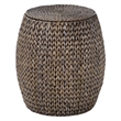Gallerie Decor Bali Breeze Tall Transitional Wood Drum Accent Table in Gold