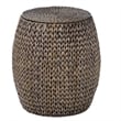 Gallerie Decor Bali Breeze Tall Transitional Wood Drum Accent Table in Silver