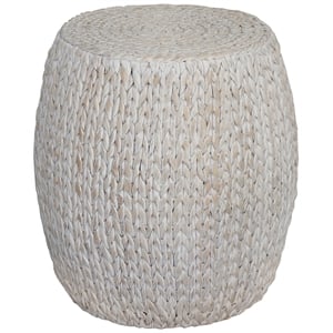Gallerie Decor Bali Breeze Tall Wood Drum Accent Table in Whitewashed