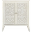 Gallerie Decor Antiqued Carved Transitional Wood Cabinet in White