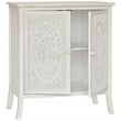 Gallerie Decor Antiqued Carved Transitional Wood Cabinet in White