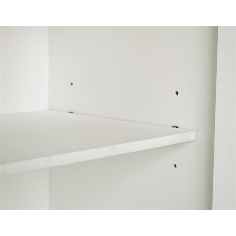 Gallerie Decor Antiqued Carved Transitional Wood Cabinet in White