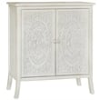 Gallerie Decor Antiqued Carved Transitional Wood Cabinet in White