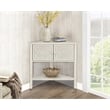 Gallerie Decor Antiqued Carved Transitional Wood Corner Table in White
