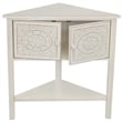 Gallerie Decor Antiqued Carved Transitional Wood Corner Table in White