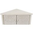 Gallerie Decor Antiqued Carved Transitional Wood Corner Table in White
