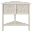 Gallerie Decor Antiqued Carved Transitional Wood Corner Table in White