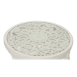 Gallerie Decor Antiqued Carved Transitional Wood/Glass Side Table in White
