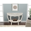 Gallerie Decor Antiqued Carved Transitional Wood/Glass Console Table in White