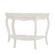 Gallerie Decor Antiqued Carved Transitional Wood/Glass Console Table in White