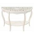 Gallerie Decor Antiqued Carved Transitional Wood/Glass Console Table in White
