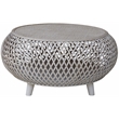 Gallerie Decor Bora Bora Round Transitional Rattan Coffee Table in Whitewashed