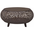 Gallerie Decor Bora Bora Round Transitional Rattan Coffee Table in Walnut