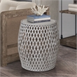 Gallerie Decor Bora Bora Transitional Rattan Side Table in Whitewashed