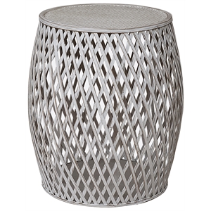 Gallerie Decor Bora Bora Transitional Rattan Side Table in Whitewashed
