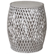 Gallerie Decor Bora Bora Transitional Rattan Side Table in Whitewashed