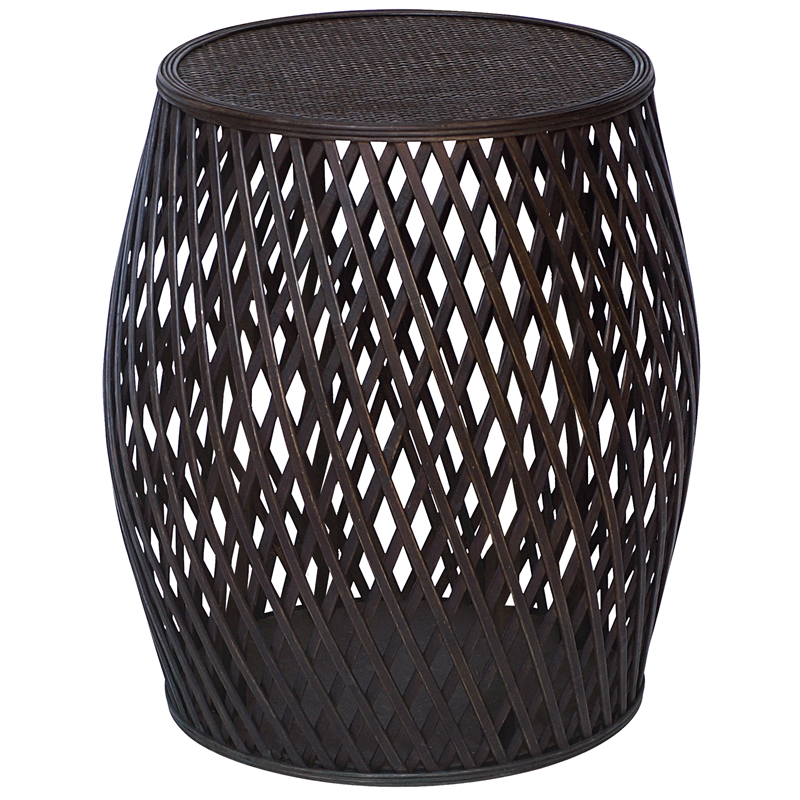 Gallerie Decor Bora Bora Transitional Rattan Side Table in Brown