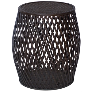 Gallerie Decor Bora Bora Transitional Rattan Side Table in Brown