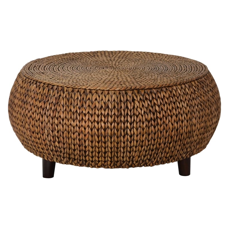 Gallerie Decor Bali Breeze Low Round Transitional Wood Accent Table in Natural