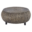 Gallerie Decor Bali Breeze Low Round Transitional Wood Accent Table in Silver